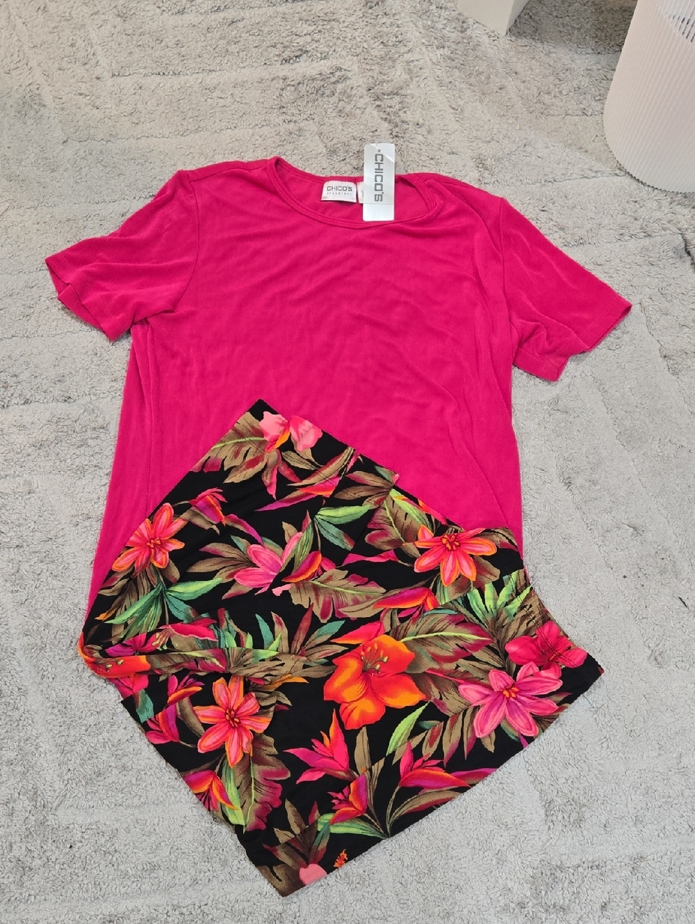 NEW! Chico's Hot Pink Short Sleeve Crewneck Top & Pant!